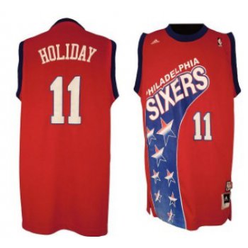 Philadelphia 76ers #11 Jrue Holiday ABA Hardwood Classic Fashion Swingman Red Jersey