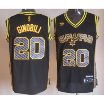 San Antonio Spurs #20 Manu Ginobili Black Electricity Fashion Jersey