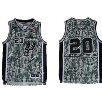 San Antonio Spurs #20 Manu Ginobili Revolution 30 Swingman Camo Jersey