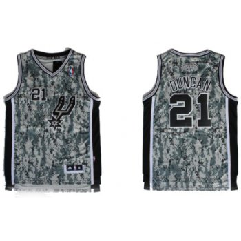 San Antonio Spurs #21 Tim Duncan Revolution 30 Swingman Camo Jersey