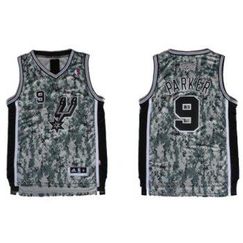 San Antonio Spurs #9 Tony Parker Revolution 30 Swingman Camo Jersey