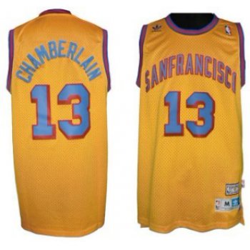 San Francisco Warriors #13 Wilt Chamberlain ABA Hardwood Classic Swingman Yellow Jersey