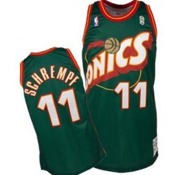 Seattle Supersonics #11 Detlef Schrempf 1995-96 Green Throwback Swingman Jersey