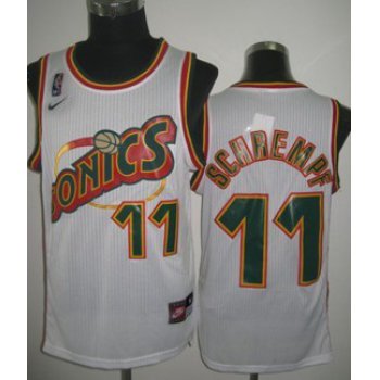 Seattle Supersonics #11 Detlef Schrempf 1995-96 White Swingman Jersey