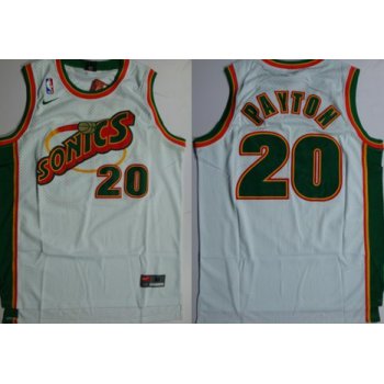 Seattle Supersonics #20 Gary Payton 1995-96 White Swingman Jersey