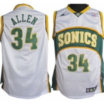 Seattle Supersonics #34 Ray Allen 1994-95 White Swingman Jersey