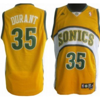 Seattle Supersonics #35 Kevin Durant 1994-95 Yellow Swingman Jersey