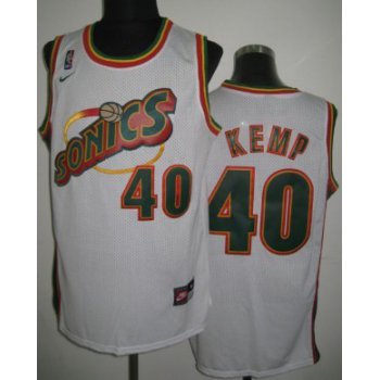 Seattle Supersonics #40 Shawn Kemp 1995-96 White Swingman Jersey