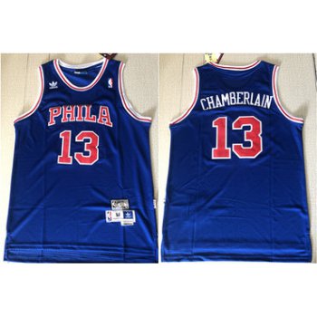 76ers 13 Wilt Chamberlain Blue Hardwood Classics Mesh Jersey