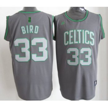 Boston Celtics #33 Larry Bird Gray Shadow Jersey