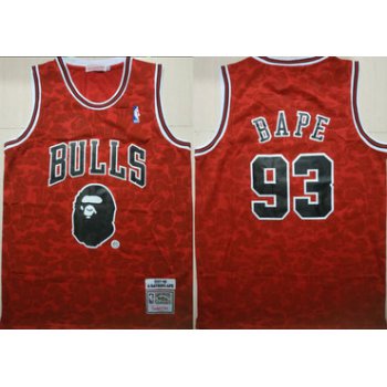 Bulls 93 Bape Red 1997-98 Hardwood Classics Jersey