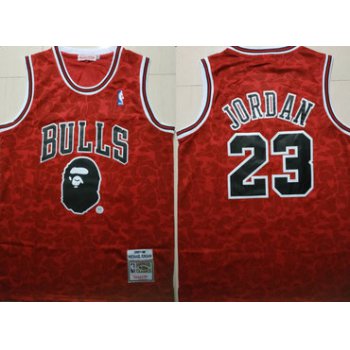 Bulls Bape 23 Michael Jordan Red 1997-98 Hardwood Classics Jersey