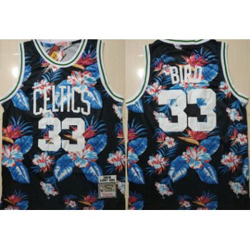 Celtics Bape 33 Larry Bird Black 1985-86 Hardwood Classics Floral Fashion Swingman Jersey