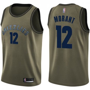 Grizzlies #12 Ja Morant Green Basketball Swingman Salute to Service Jersey