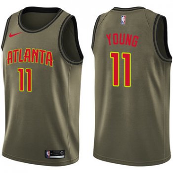 Hawks #11 Trae Young Green Basketball Swingman Salute to Service Jersey