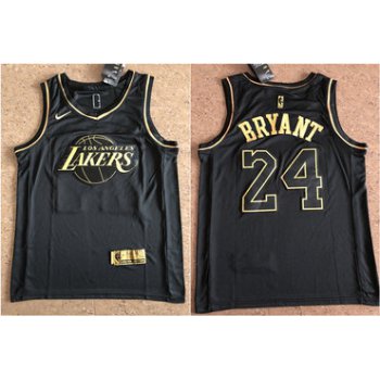 Lakers 24 Kobe Bryant Black Gold Nike Swingman Jersey