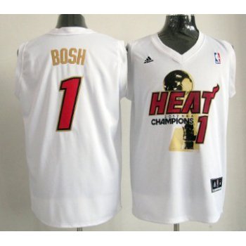 Miami Heat #1 Chris Bosh 2012 NBA Finals Champions White With Red Jersey