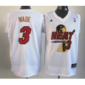 Miami Heat #3 Dwyane Wade 2012 NBA Finals Champions White With Red Jersey