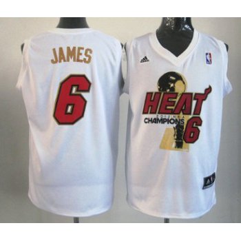 Miami Heat #6 LeBron James 2012 NBA Finals Champions White With Red Jersey