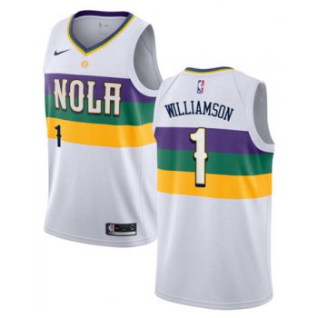 Pelicans 1 Zion Williamson White City Edition Nike Swingman Jersey