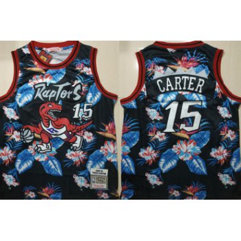 Raptors 15 Vince Carter Black 1998-99 Hardwood Classics Floral Fashion Swingman Jersey