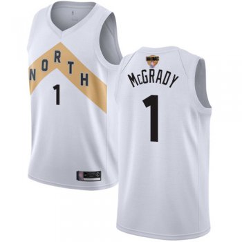 Raptors #1 Tracy Mcgrady White 2019 Finals Bound Basketball Swingman City Edition 2018-19 Jersey