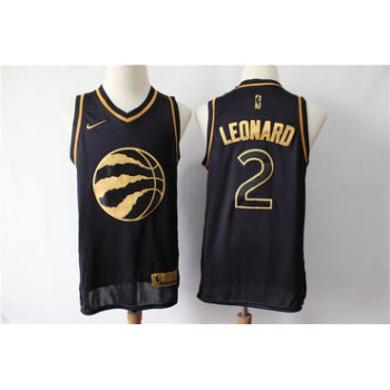 Raptors 2 Kawhi Leonard Black Gold Nike Swingman Jersey