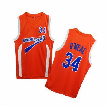 Uncle Drew Harlem Buckets 34 Shaquille O'Neal Orange Movie Basketball Jersey