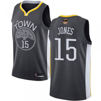 Warriors #15 Damian Jones Black 2019 Finals Bound Basketball Swingman Statement Edition Jersey