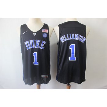 Duke Blue Devils 1 Zion Williamson Black College Basketball Jersey