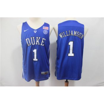 Duke Blue Devils 1 Zion Williamson Blue College Basketball Jersey