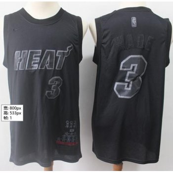 Heat #3 Dwyane Wade Black Basketball MVP Swingman Jersey