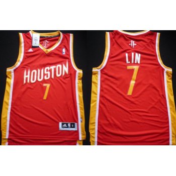 Houston Rockets #7 Jeremy Lin Revolution 30 Swingman Red With Gold Jersey