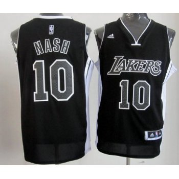 Los Angeles Lakers #10 Steve Nash Revolution 30 Swingman All Black With White Jersey