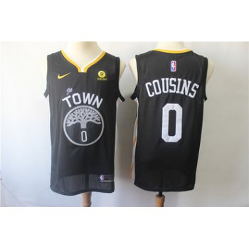 Men's Nike Golden StateWarriors #0 DeMarcus Cousins Black Nike Swingman Jersey