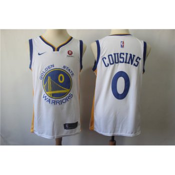 Men's Nike Golden StateWarriors #0 DeMarcus Cousins White Nike Swingman Jersey