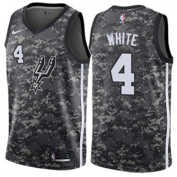 Men's Nike San Antonio Spurs #4 Derrick White Black Basketball Swingman City Edition 2018-19 Jersey