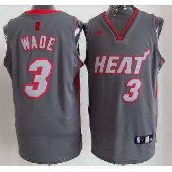 Miami Heat #3 Dwyane Wade Gray Shadow Jersey