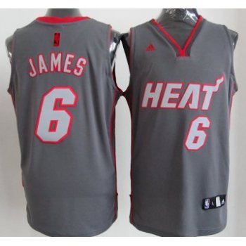 Miami Heat #6 LeBron James Gray Shadow Jersey