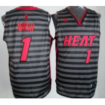 Miami Heats #1 Chris Bosh Gray With Black Pinstripe Jersey