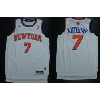 New York Knicks #7 Carmelo Anthony Revolution 30 Swingman 2013 White Jersey