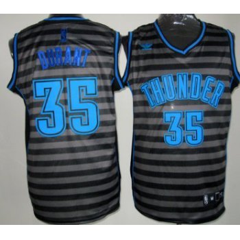 Oklahoma City Thunder #35 Kevin Durant Gray With Black Pinstripe Jersey