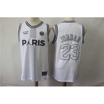 Paris Saint Germain 23 Michael Jordan White Fashion Jersey