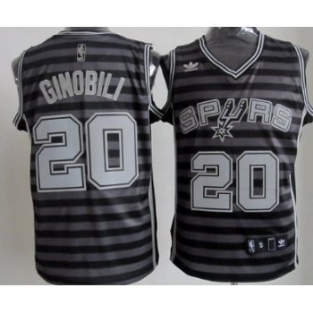 San Antonio Spurs #20 Manu Ginobili Gray With Black Pinstripe Jersey