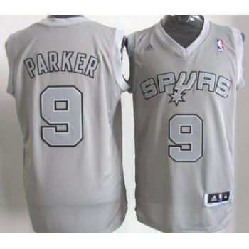 San Antonio Spurs #9 Tony Parker Revolution 30 Swingman Gray Big Color Jersey