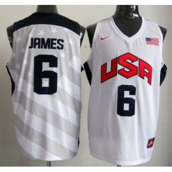 2012 Olympics Team USA #6 LeBron James Revolution 30 Swingman White Jersey