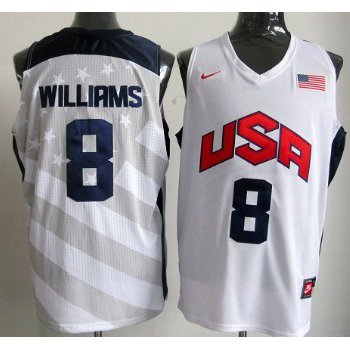 2012 Olympics Team USA #8 Deron Williams Revolution 30 Swingman White Jersey