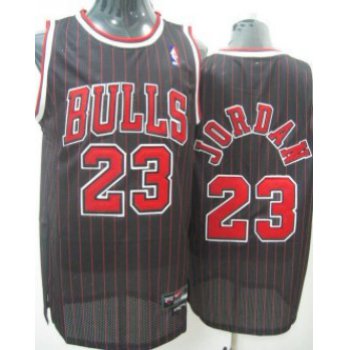 Chicago Bulls #23 Michael Jordan Black Pinstripe Swingman Jersey