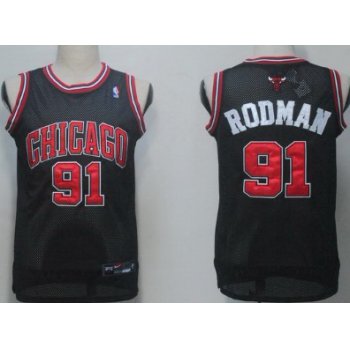 Chicago Bulls #91 Dennis Rodman Black With Chicago Swingman Jersey