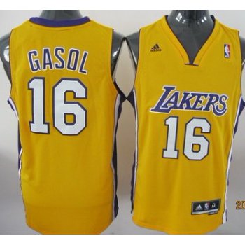 Los Angeles Lakers #16 Pau Gasol Revolution 30 Swingman Yellow Jersey